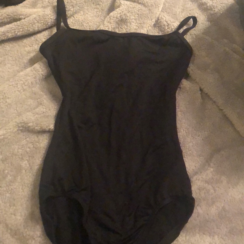 Black spaghetti strap ballet leotard